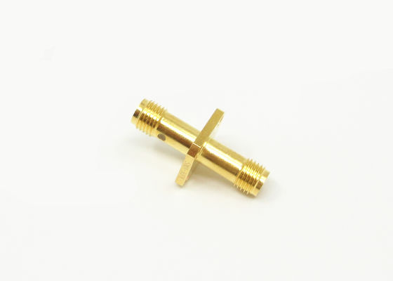 4 Hole Flange Mount SMA Female to Female RF Adapter / RF Antenna Adapter Gold Plated