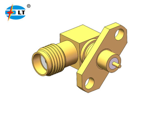 50Ohm Right Angle Female Connector 2 Holes Flange Mount SMA Connector