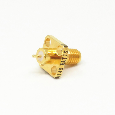 High Frequency SSMA Female Connector 4 Holes Flange RF Coax Connector