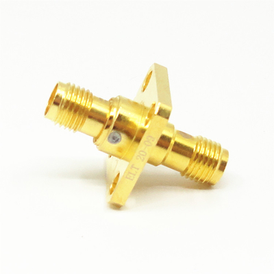 Gold Plated 4 Hole Flange SMA Adapter Female To Female Hermetically Sealed