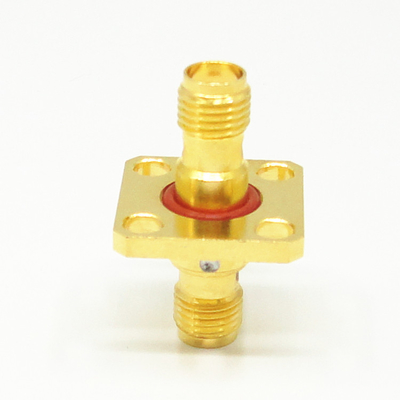 Gold Plated 4 Hole Flange SMA Adapter Female To Female Hermetically Sealed