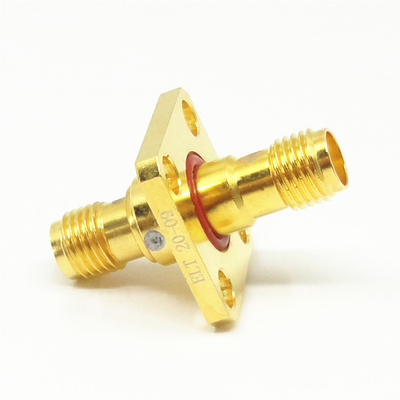 Gold Plated 4 Hole Flange SMA Adapter Female To Female Hermetically Sealed