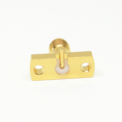 Radius Right Angle Pin SMA 2 Holes Flange Connector 50Ohm