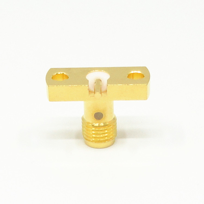 Radius Right Angle Pin SMA 2 Holes Flange Connector 50Ohm