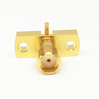 Radius Right Angle Pin SMA 2 Holes Flange Connector 50Ohm