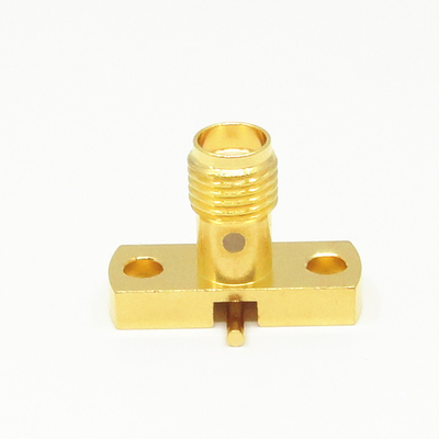 Radius Right Angle Pin SMA 2 Holes Flange Connector 50Ohm