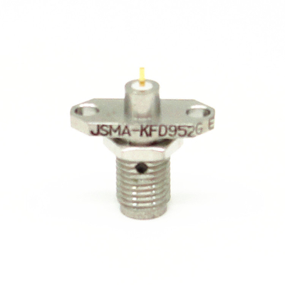 Passivated SUS SMA RF Connector Straight 2 Holes Flange Mount Female Connector