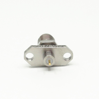 Passivated SUS SMA RF Connector Straight 2 Holes Flange Mount Female Connector