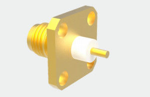 SMA Female Brass 4-hole Flange RF Coaxial Connector For Communication