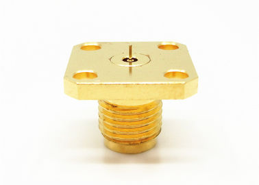 Gold Plated 2.4mm Female Straight 4 Holes Flange Mount Millimeter Wave Connector