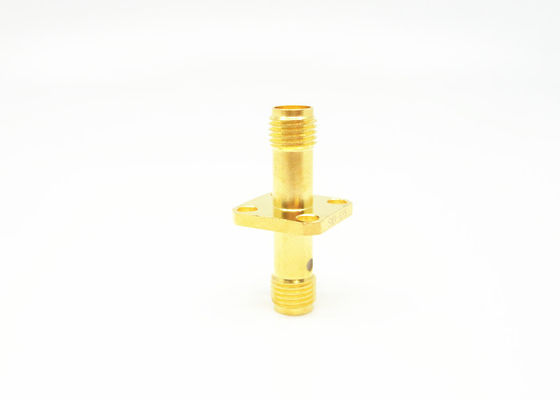 Gold Plated 4 Holes Flanges Mount RF Connector SMA Straight 50Ohm Male to Male Adapter