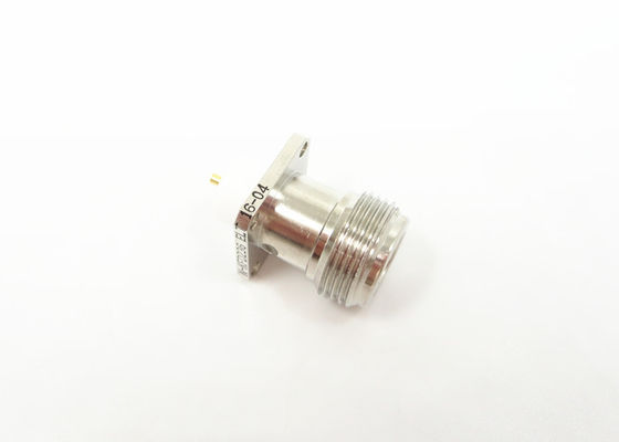 Coaxial Female N Type RF Connector Nickel Plated 4 Holes Flange Mount