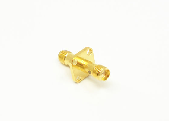 4 Hole Flange Mount SMA RF Connector / RF Antenna Connector Gold Plated