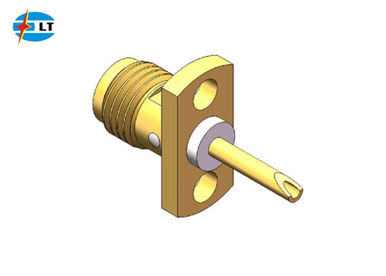 50Ohm 4 Holes Flange Straight Coaxial SMA RF Connector IEC60169-15