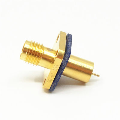 Hermetic Glass Insulator Feedthrough Seal SMA Female Connector Four Hole Mount