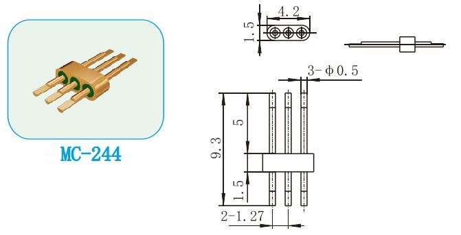 3-Pin Hermetic Glass-to-Metal Seal Connectors 0.5mm
