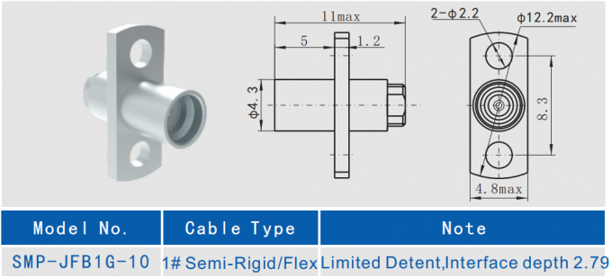 Semi Rigid/Flex Cable SMP Male Stainless Steel Limited Detent Interface ...