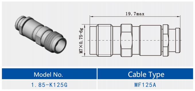 MMW Series 1.85mm Female Stainless Steel RF Connector for MF125A Cable