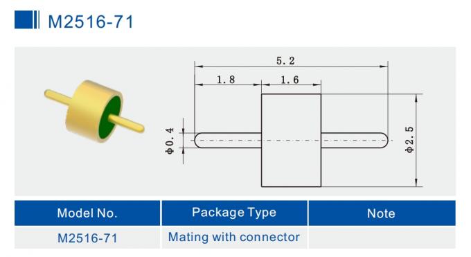 50Ohm RF Hermetic Glass-to-Metal Seal M2516-71 Pin Header