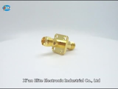 4 Hole Flange Mount SMA RF Connector / RF Antenna Connector Gold Plated